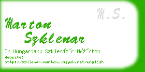 marton szklenar business card